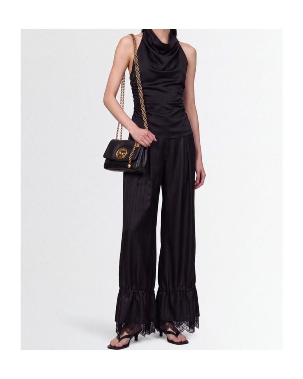 GIUSEPPE DI MORABITO Black Casual Pants With A Lace Hem