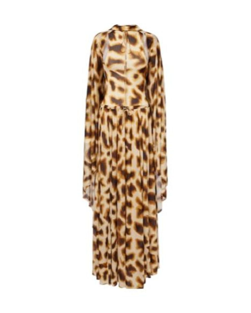Christopher Esber Metallic Printed Draped Caped Gown