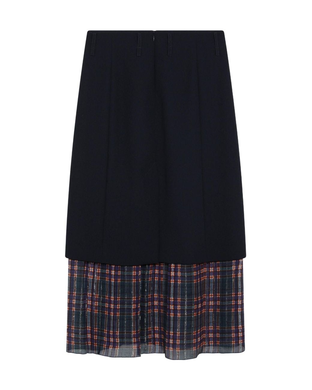 Dries Van Noten Blue Midi Skirt With Check Insert