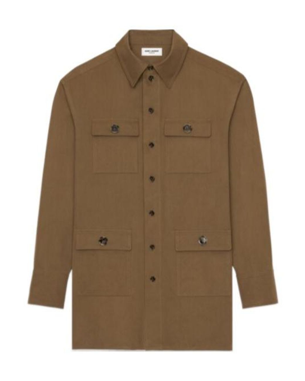 Saint Laurent Brown Belted Buttoned Coat