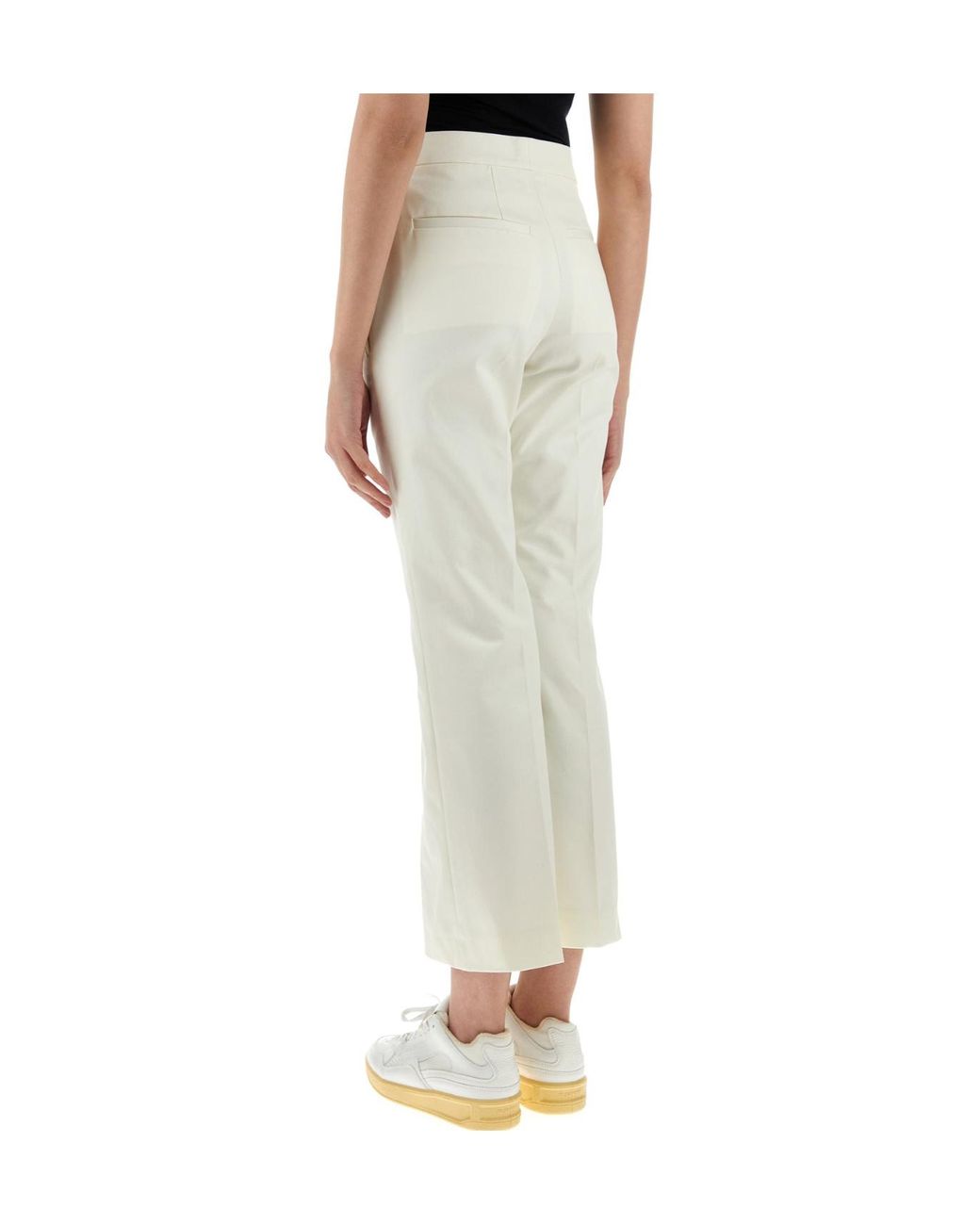 Jil Sander White Pleat Flared Trousers