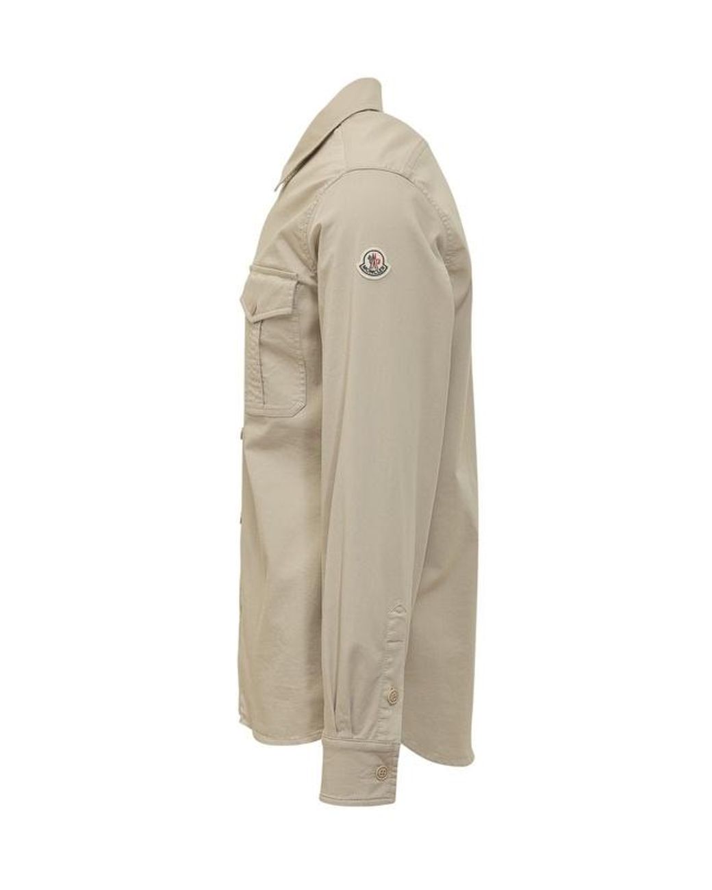 Moncler Natural Cotton Blend Gabardine Long Sleeve Shirt for men