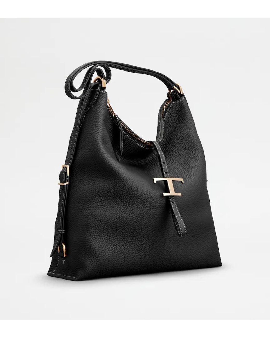 Tod's Black T Logo Hobo Shoulder Bag