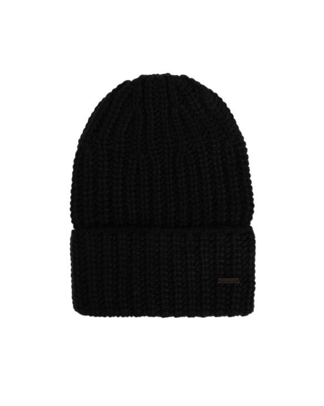 DSquared² Black Ribbed Logo Beanie Hat for men