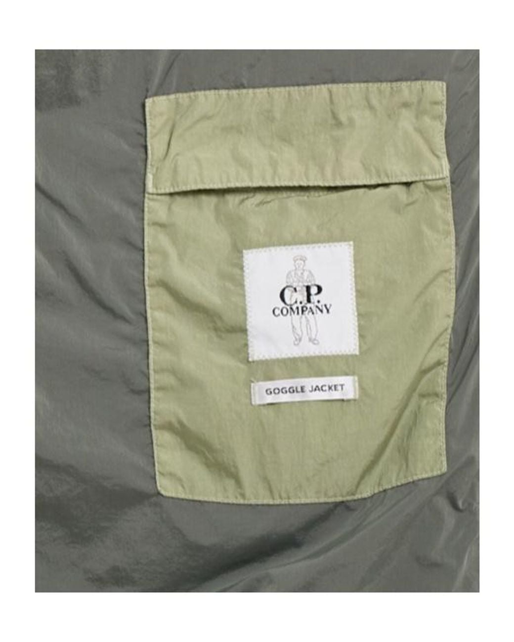 C P Company Green Chrome-R Goggle Nylon Down Jacket for men