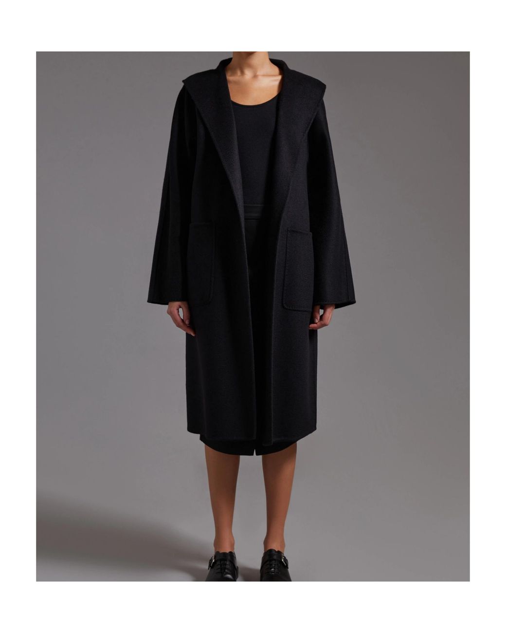 Max Mara Black Belted Stand-Collar Coat