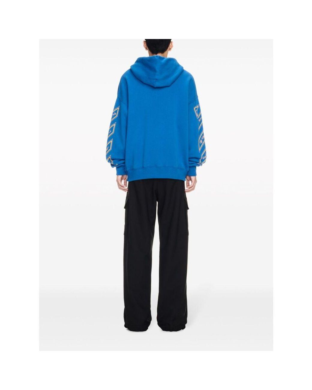 Off-White c/o Virgil Abloh Blue Logo Printed Drawstring Hoodie for men
