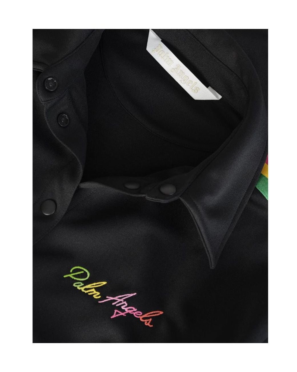 Palm Angels Black Miami Logo Embroidered Side-Stripe Shirt