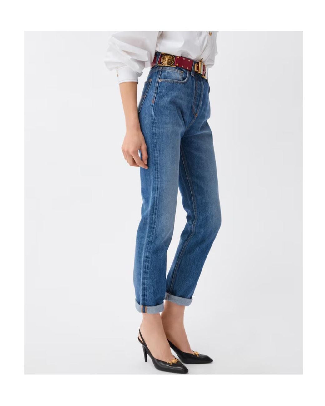 Versace Blue High Waist Straight-Leg Jeans