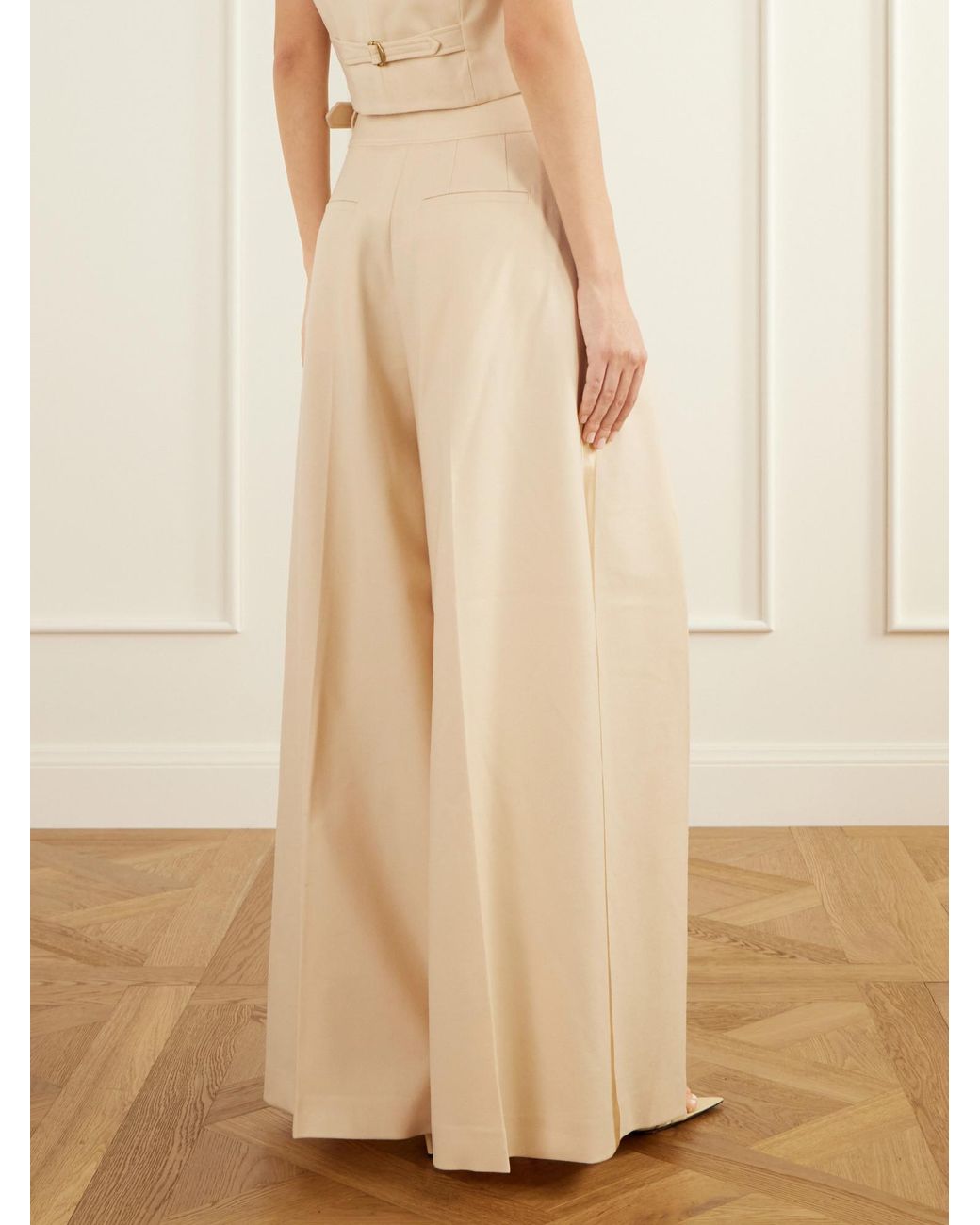 Zimmermann Natural Valiant Pleated Palazzo Pants