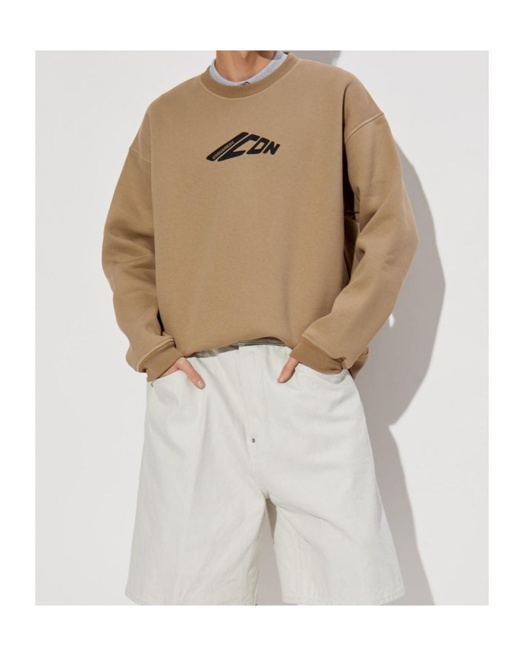 DSquared² Natural Icon Logo Printed Crewneck Sweatshirt for men