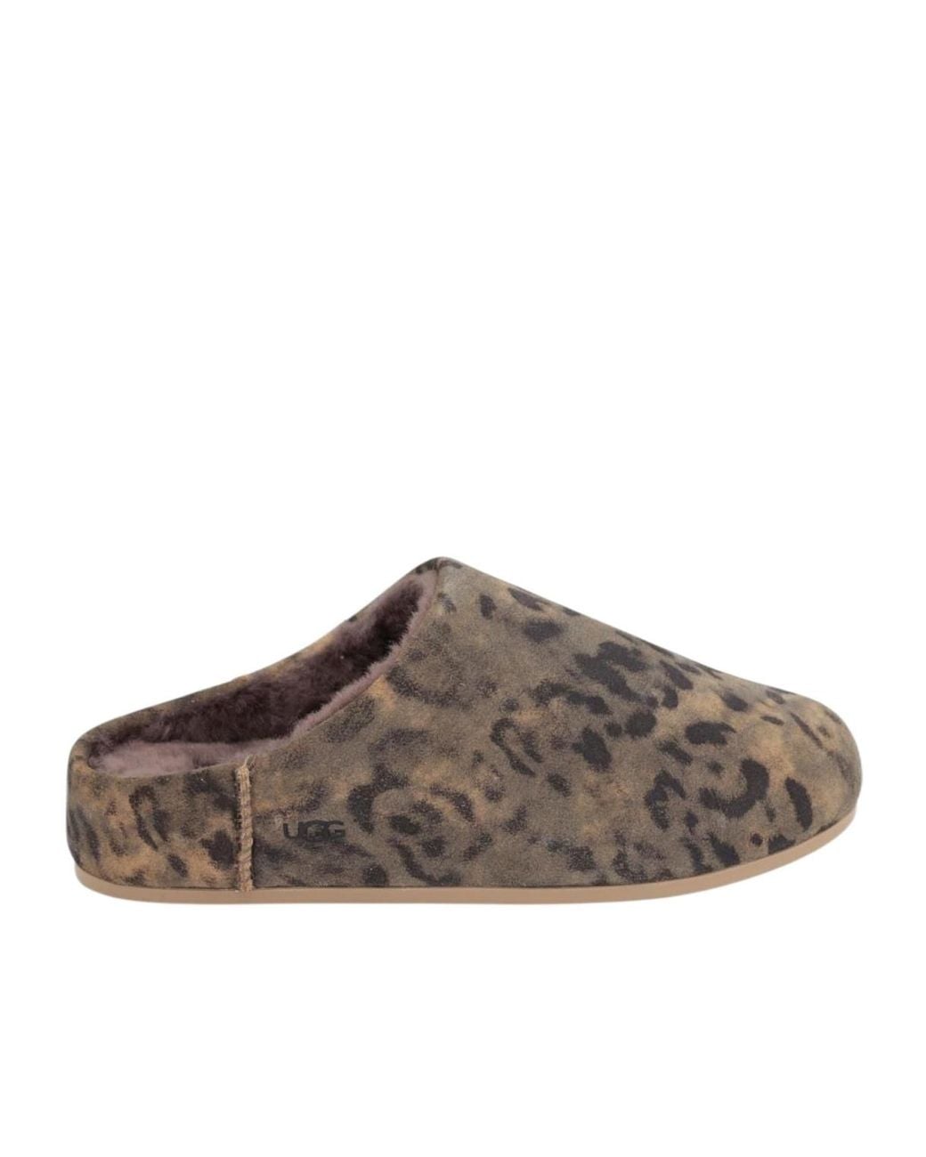 Ugg Brown Elea Leopard-Printed Shearling Slip-On Slippers