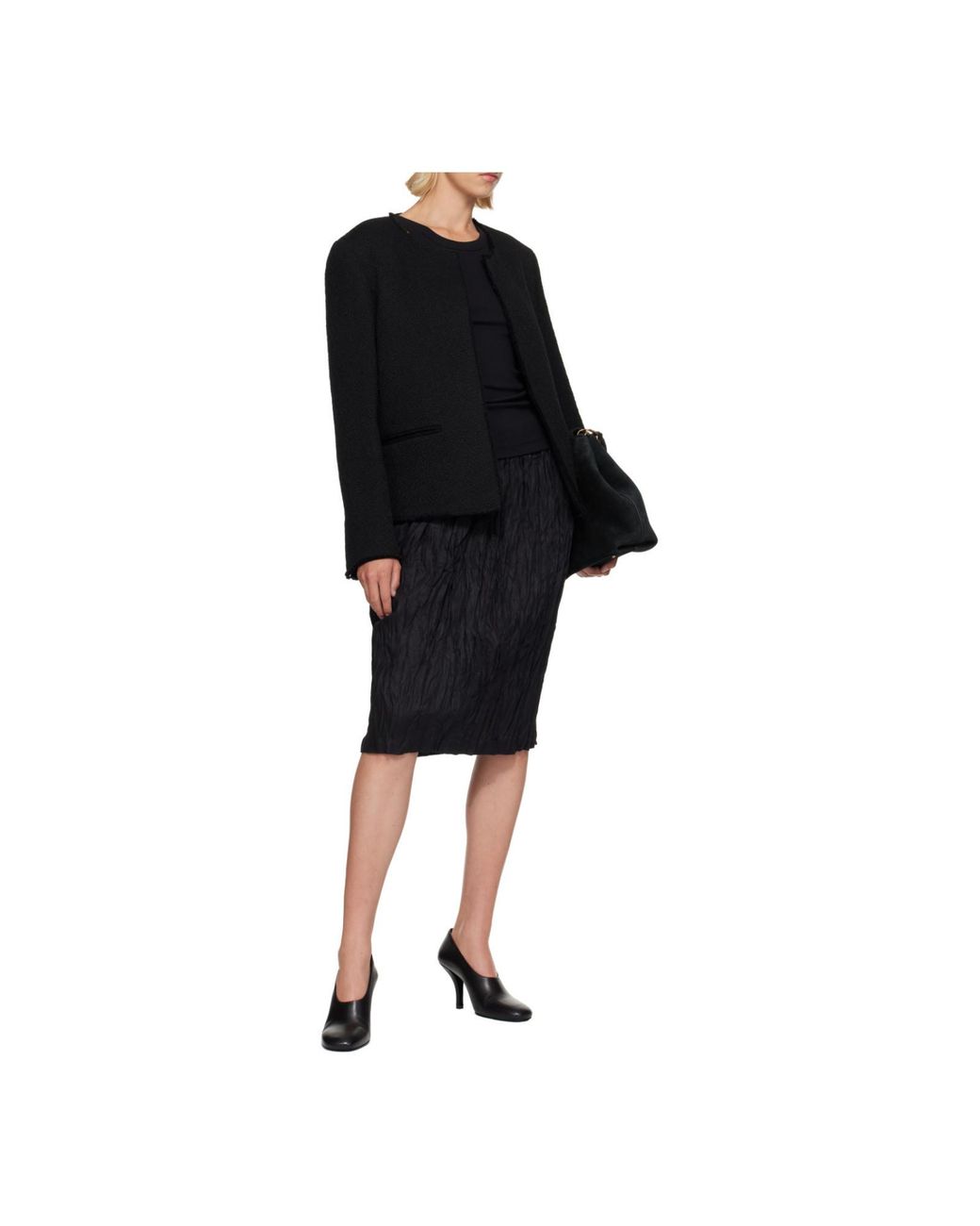 Totême Black Open-Front Bouclé Blazer