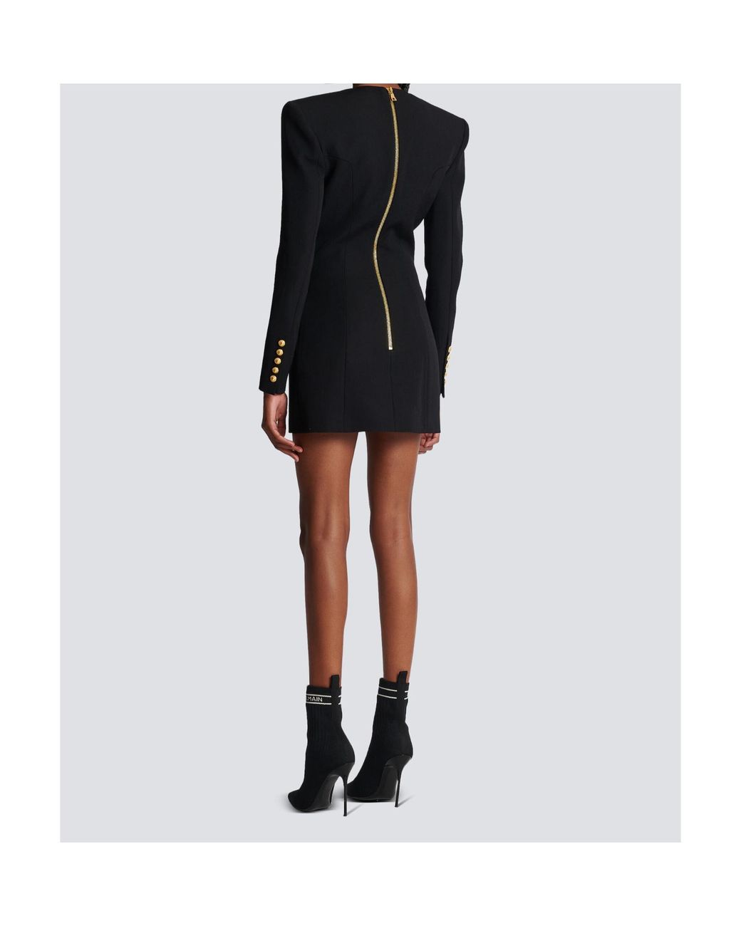 Balmain Black Long Sleeved Tailored Dress