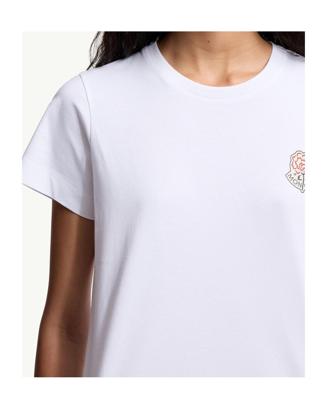 Moncler White Logo Patch Crewneck T-Shirt