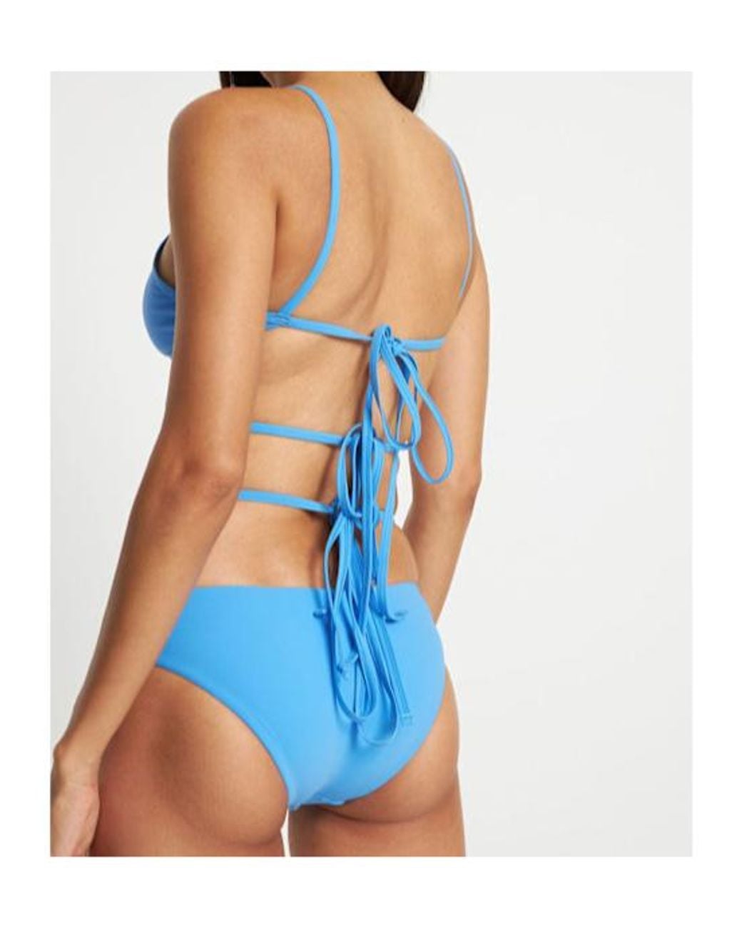 Christopher Esber Blue Wrapped Tie Lycra Bikini Top