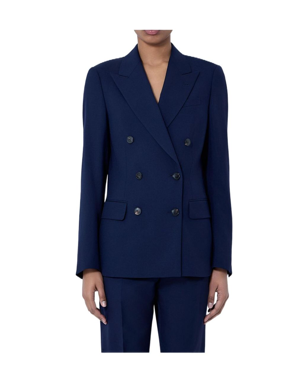 Dries Van Noten Blue Double Breasted V-Neck Blazer