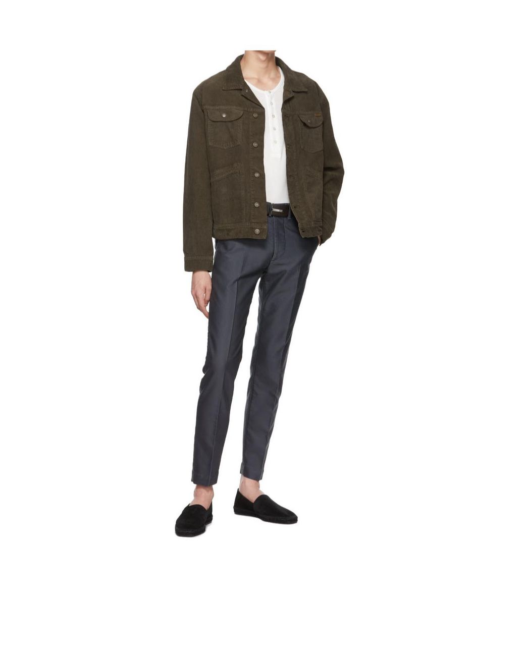 Tom Ford Blue Straight-Leg Tailored Trousers for men