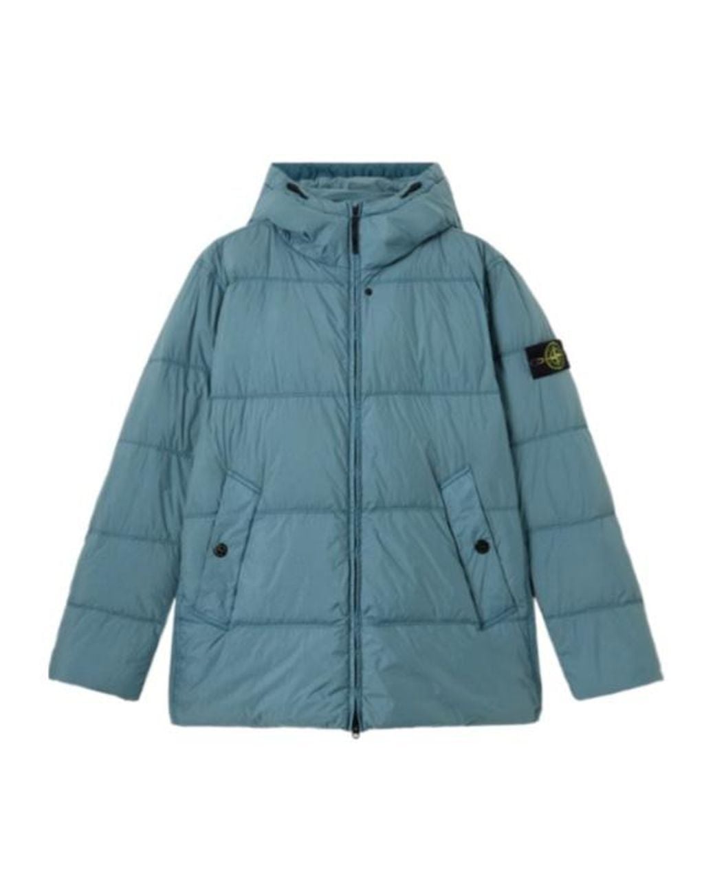 Stone Island Blue Compass-Badge High-Neck Jacket for men