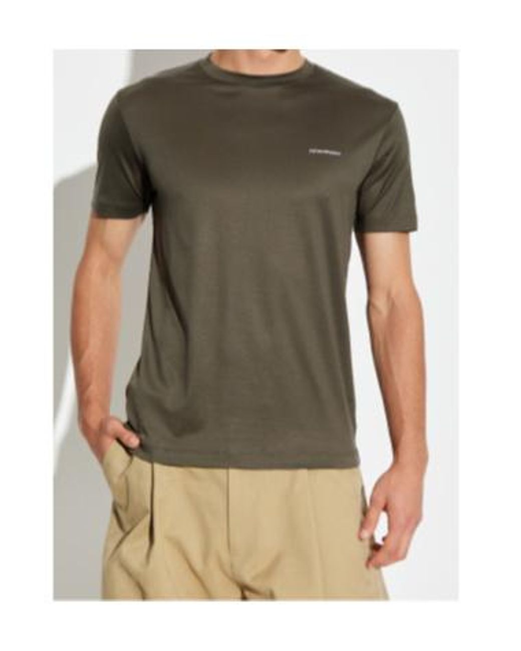 Emporio Armani Green Logo Printed Crewneck T-Shirt for men