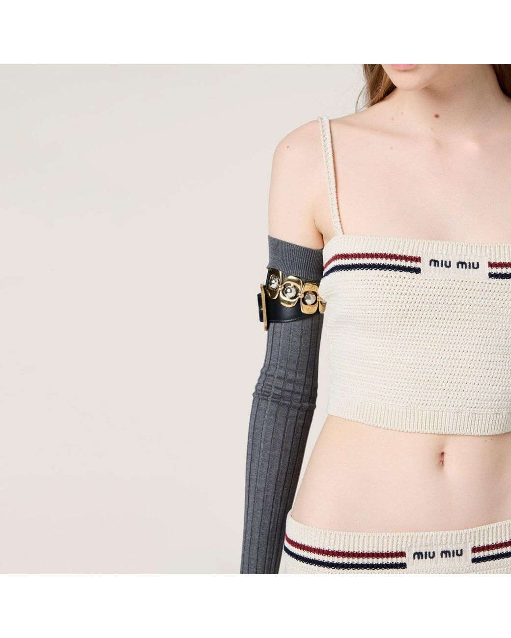 Miu Miu White Crochet Cropped Top