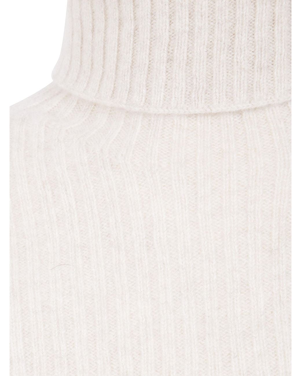 Uma Wang White Turtleneck Ribbed Sweater