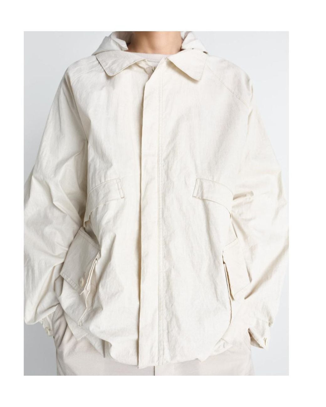 Lemaire White Detachable Hood Rain Jacket for men