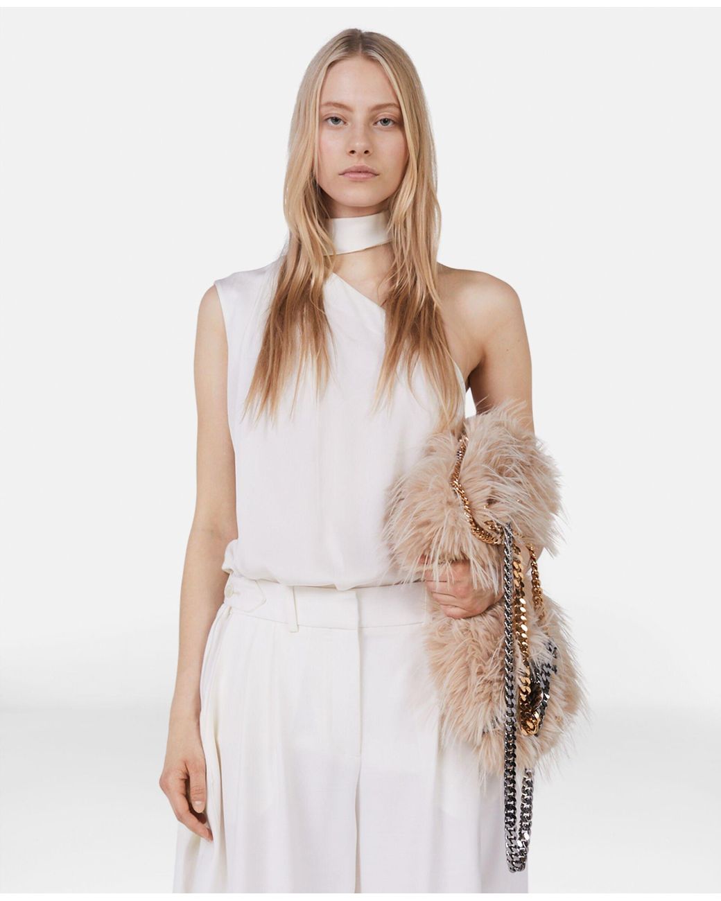 Stella McCartney White Scarf Detailed One-Shoulder Top