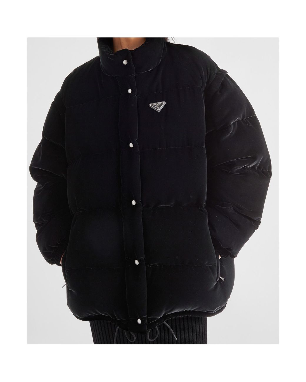 Prada Blue Convertible Velvet Down Jacket