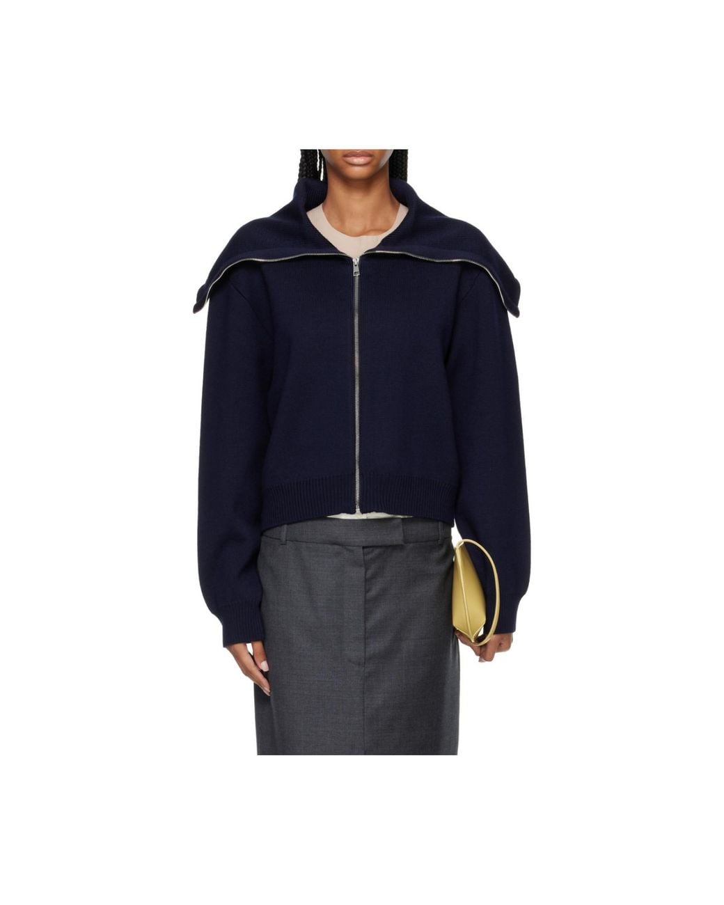 Rohe Blue Two-Way Zip Sailor-Style Cardigan