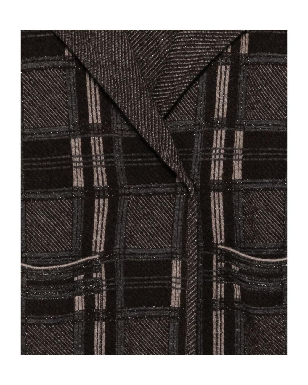 D.exterior Black Checked Long Coat