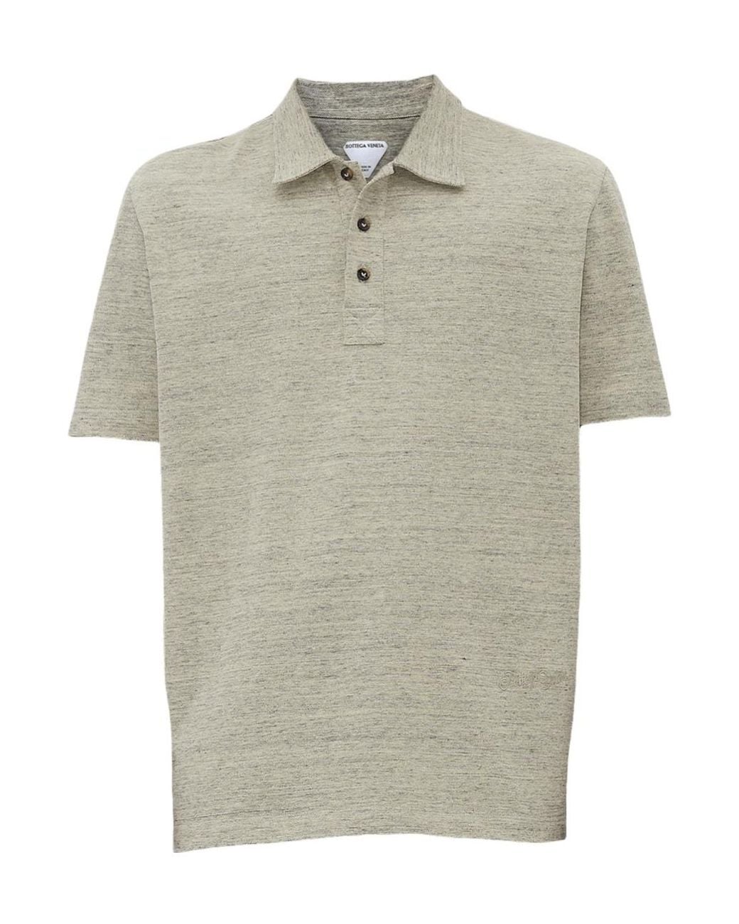 Bottega Veneta White Textured Knit Polo Shirt for men