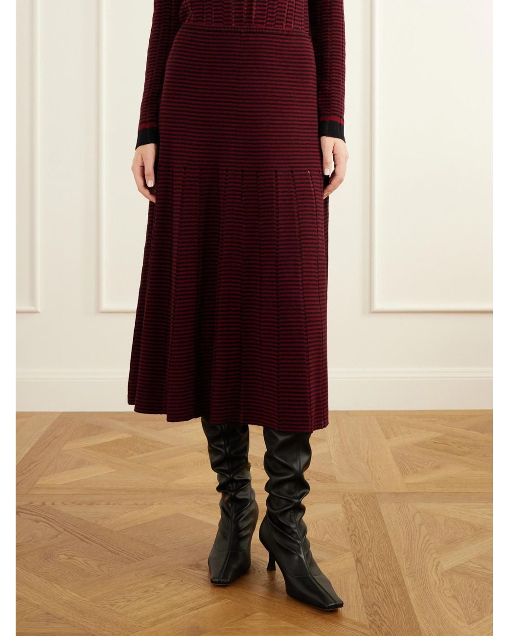Proenza Schouler Purple Phyllis Striped Wool And Cotton-Blend Maxi Skirt