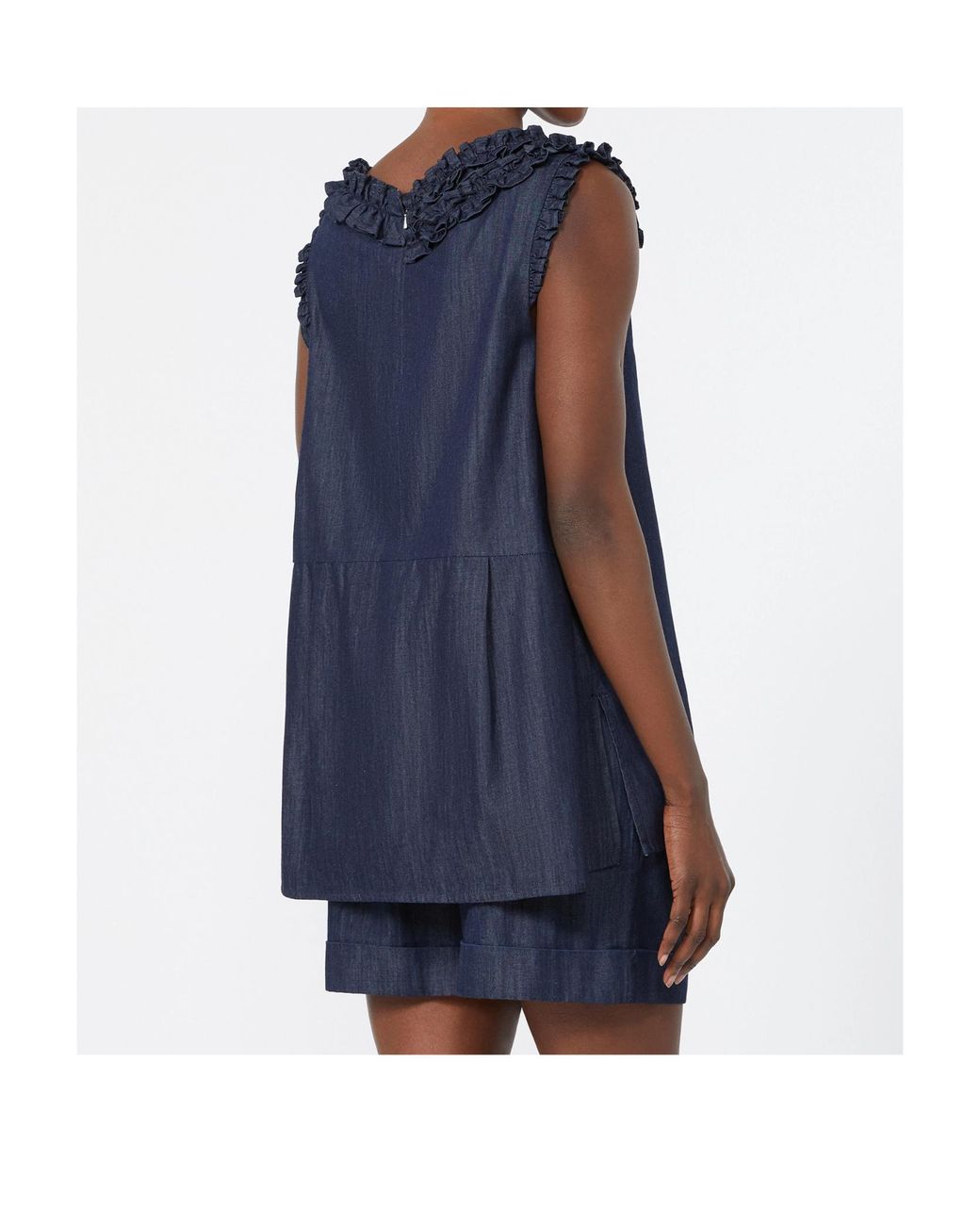 Max Mara Blue 'S Stmpiuma Sleeveless Denim Top