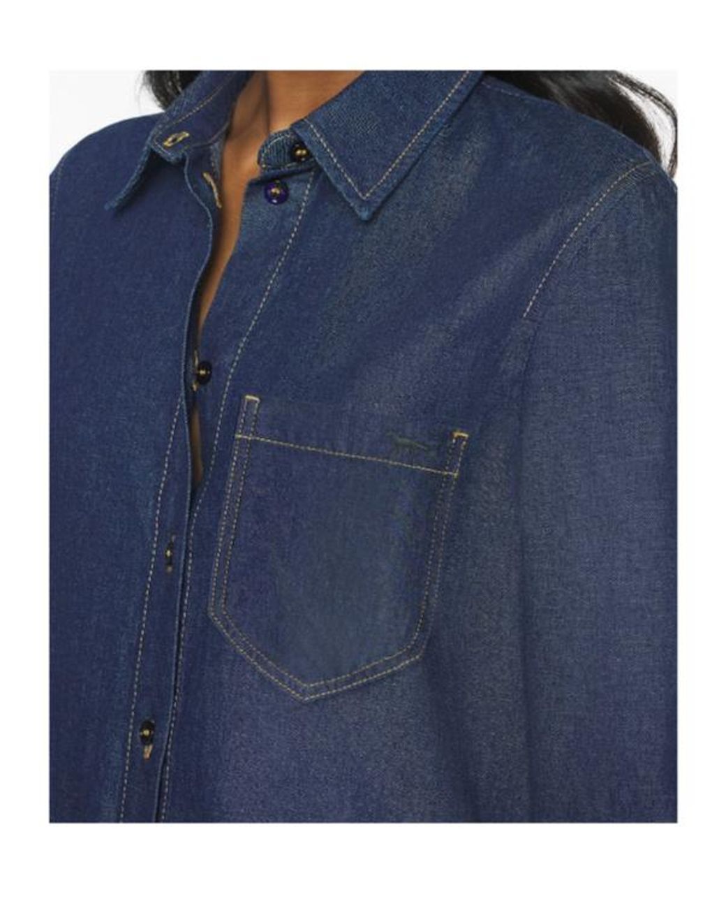 Maison Kitsuné Blue Maison Kitsuné Contrast-Stitch Denim Shirt