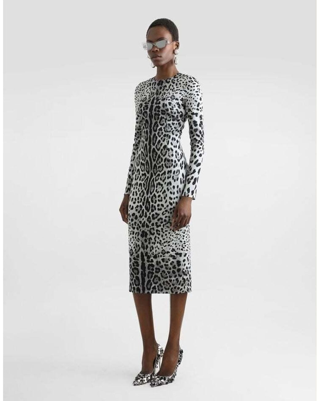 Dolce & Gabbana Multicolor Charmeuse Midi Dress