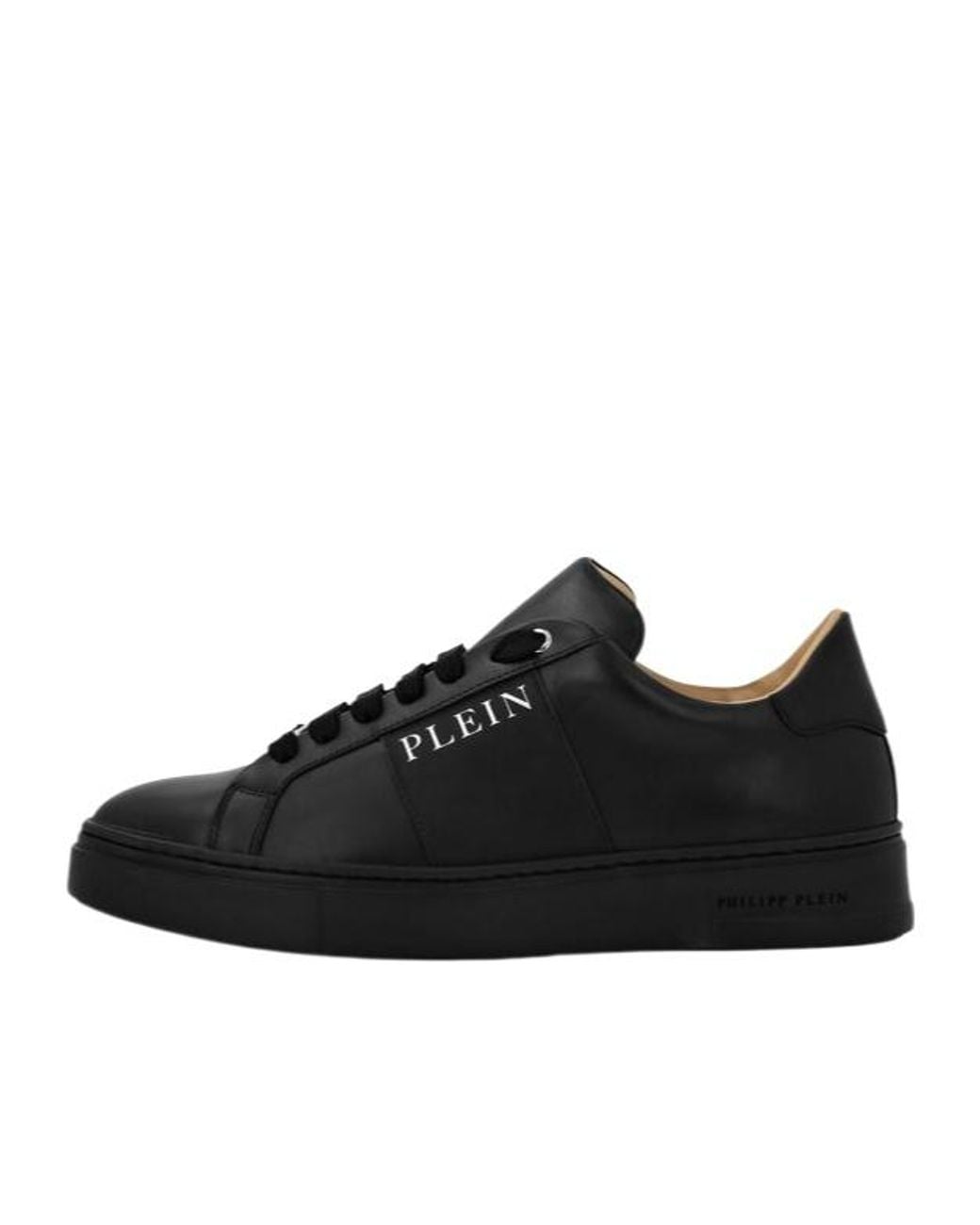 Philipp Plein Black Logo-Print Nappa Leather Sneakers for men