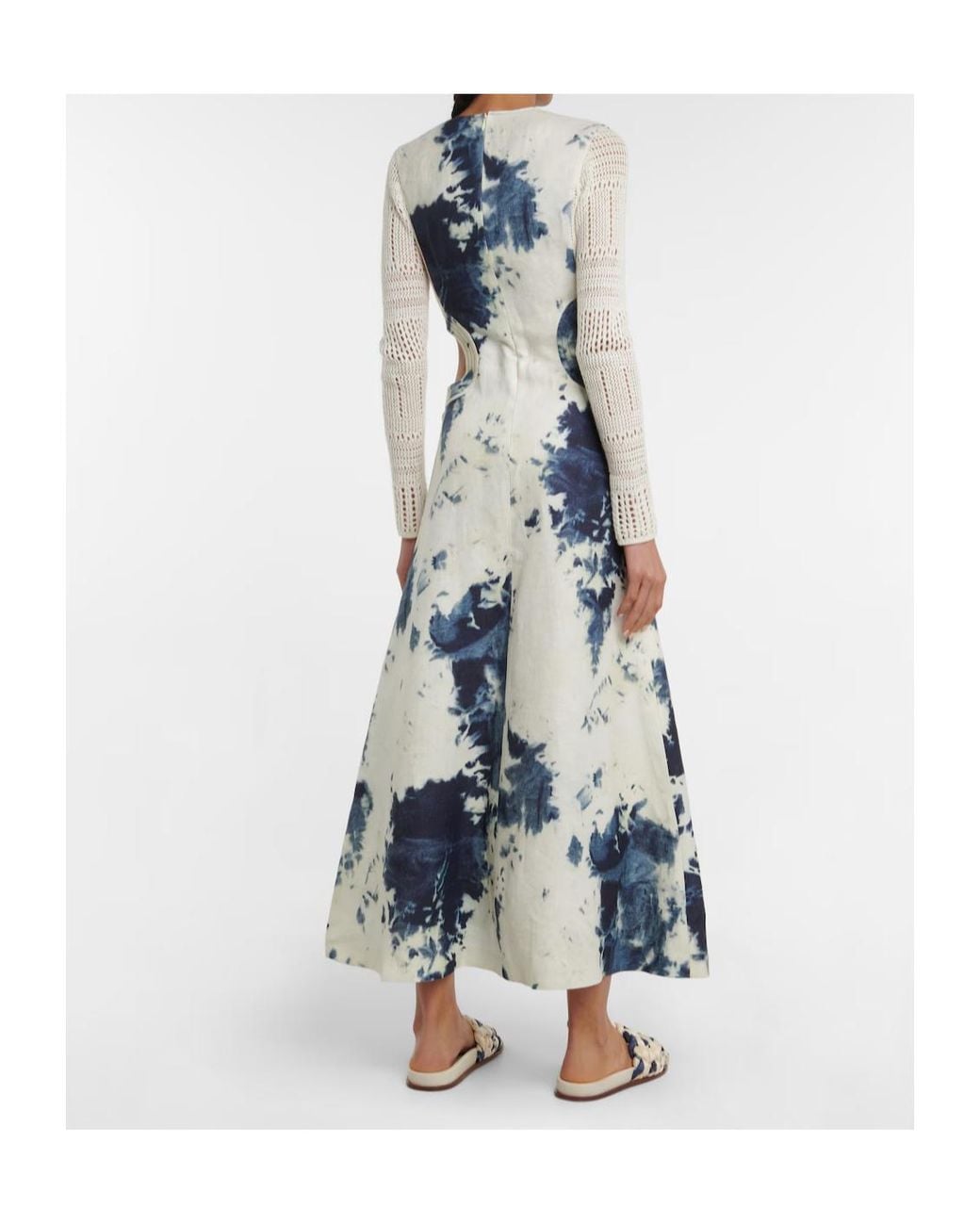 Chloé Blue Tie-Dye Cutout Midi Dress