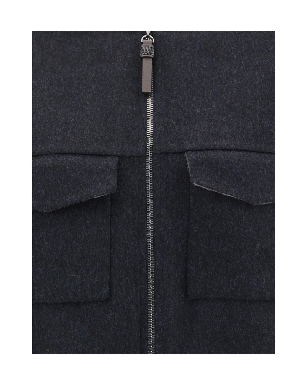 Brunello Cucinelli Blue Hand-Crafted Bomber Jacket