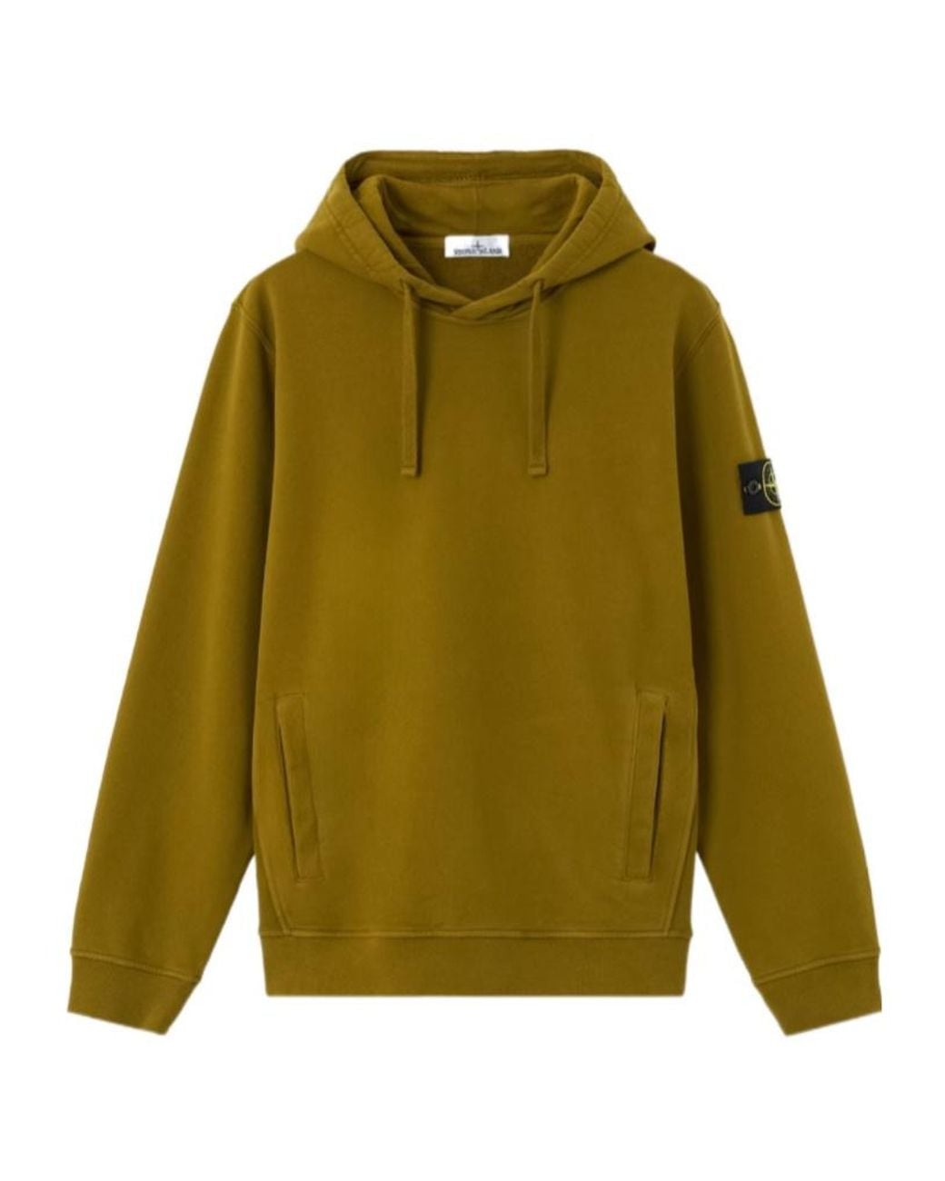 Stone Island Green Logo Patch Hoodie for men