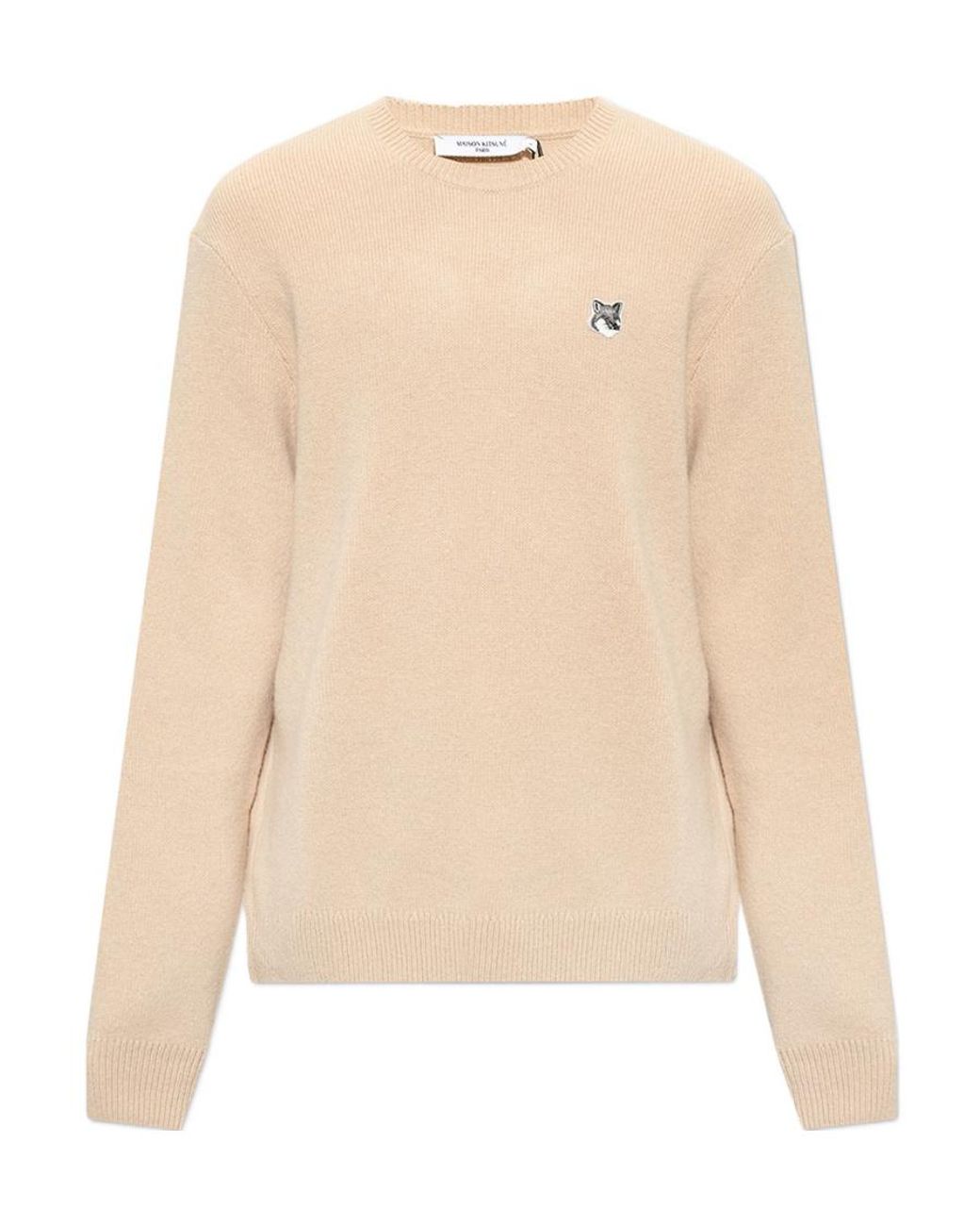 Maison Kitsuné Natural Fox Crew-Neck Wool Jumper for men