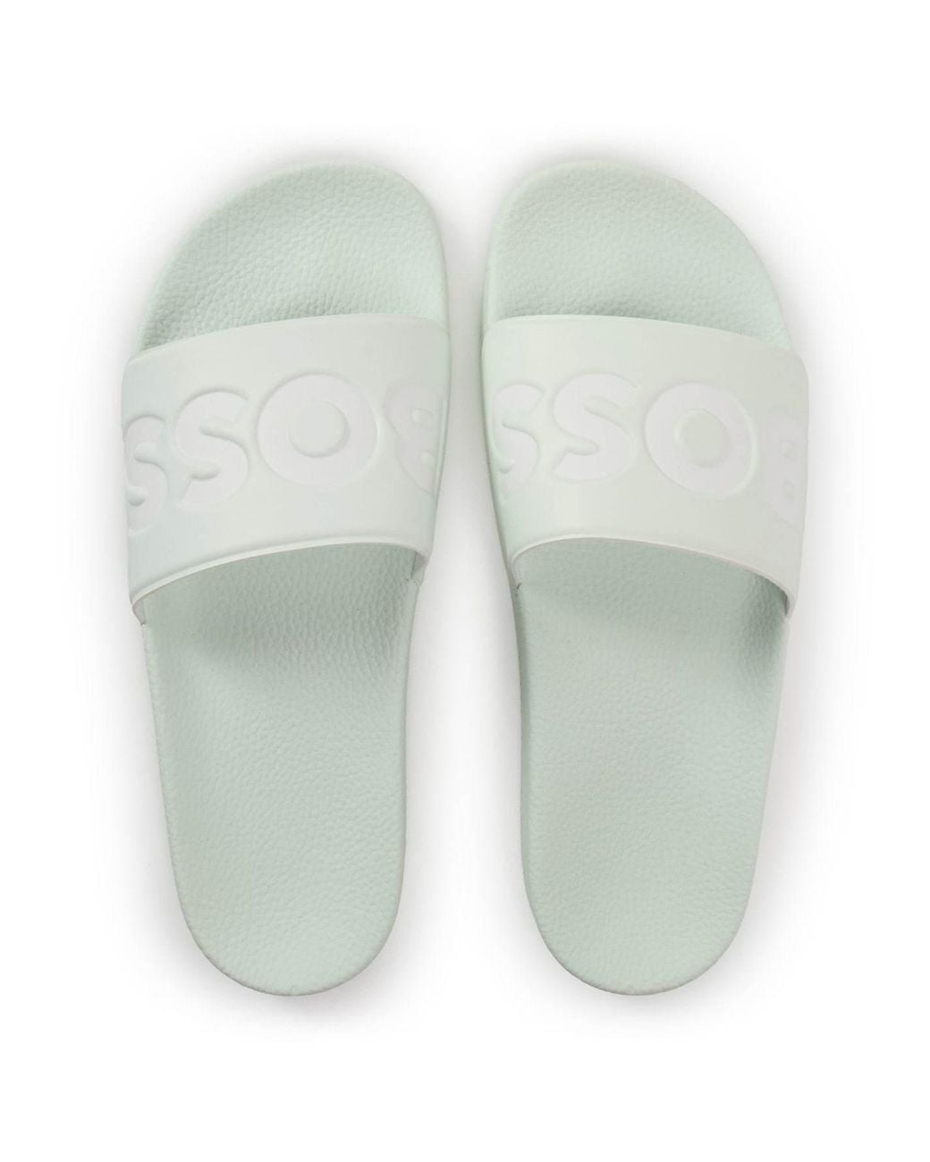 Boss White Aryeh Sliders, Comfy Footbed Sandals for men