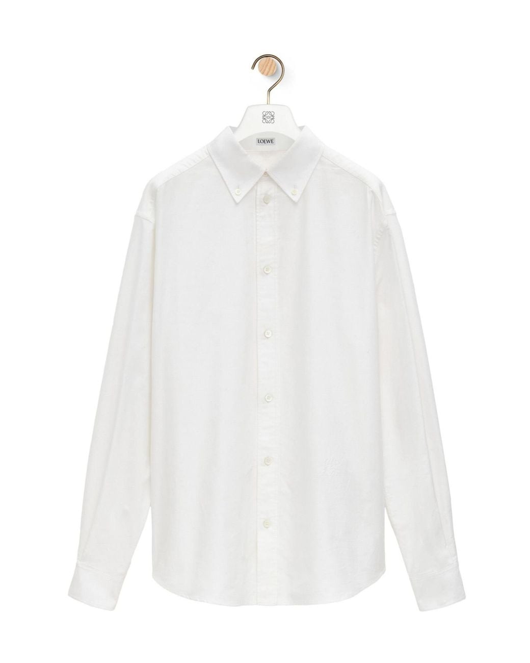 Loewe White Logo Embroidered Long-Sleeved Shirt for men