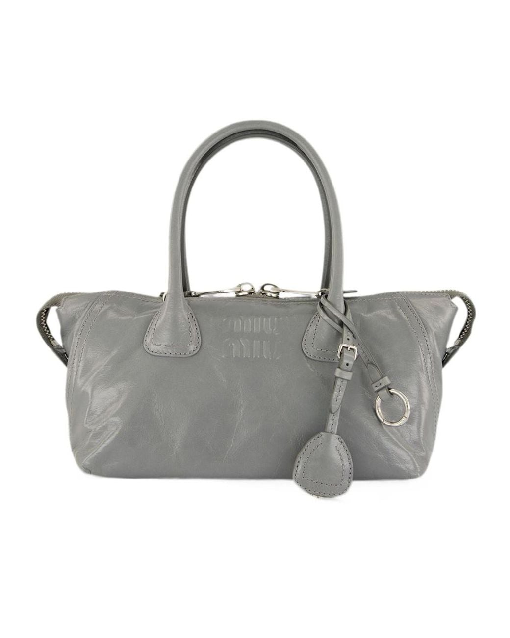 Miu Miu Gray Zippered Shoulder Bag
