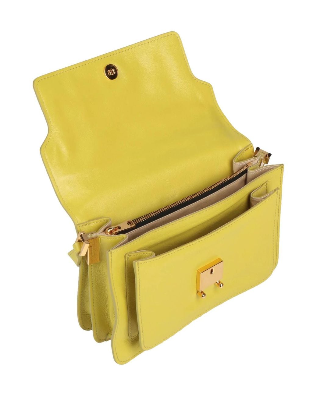 Marni Yellow Medium Solid Color Leather Flap Bag