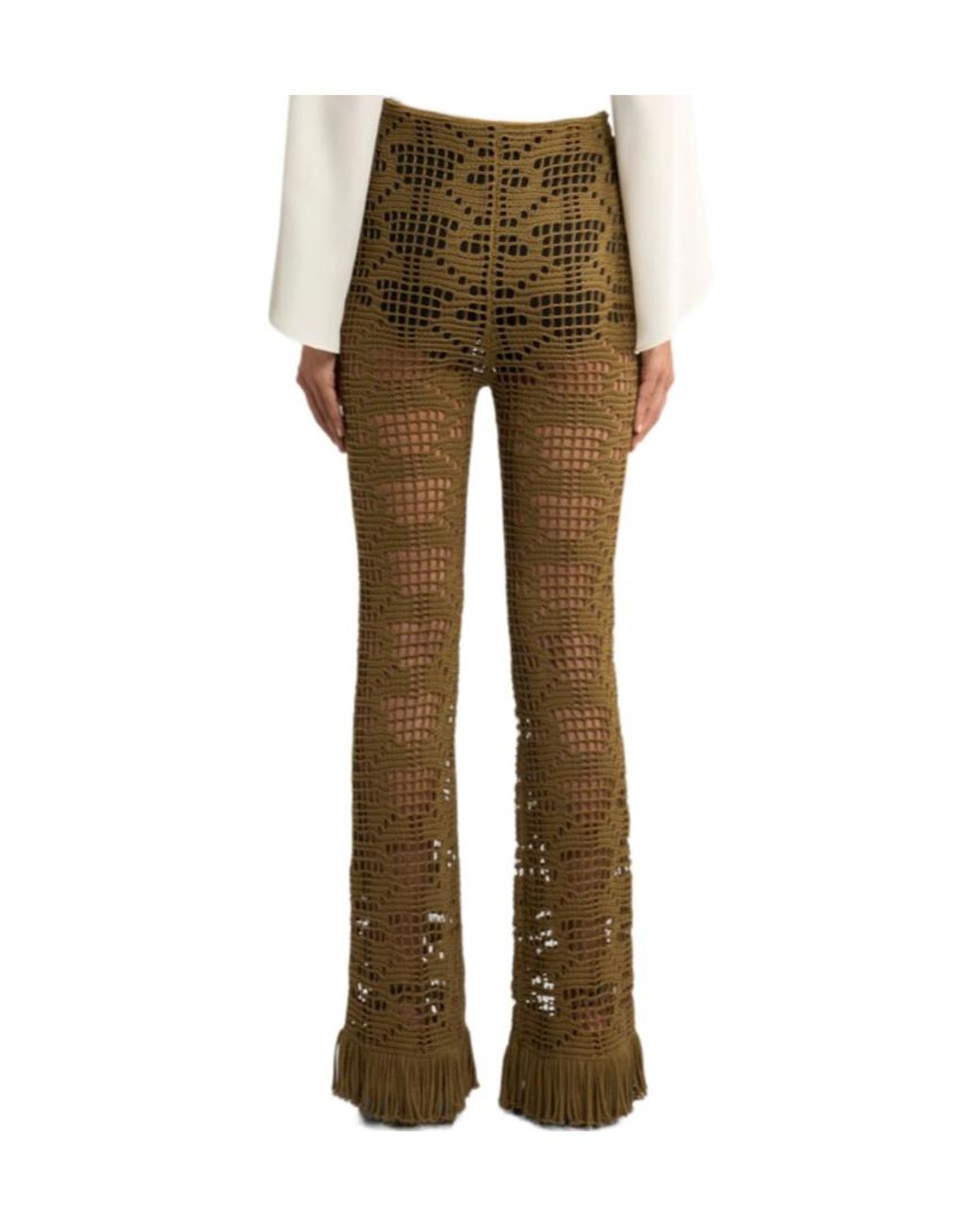Etro Natural Knitted Fringed Trousers
