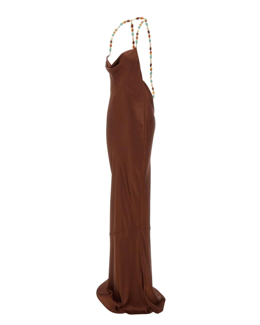 retroféte Brown Retrofete Finley Beaded Cowl-Neck Dress