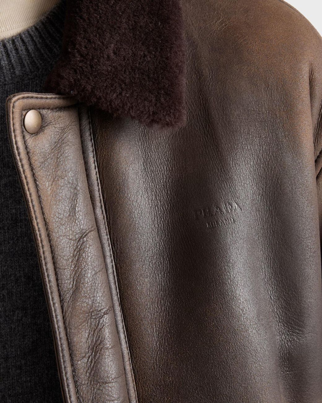 Prada Black Shearling Bomber Jacket for men