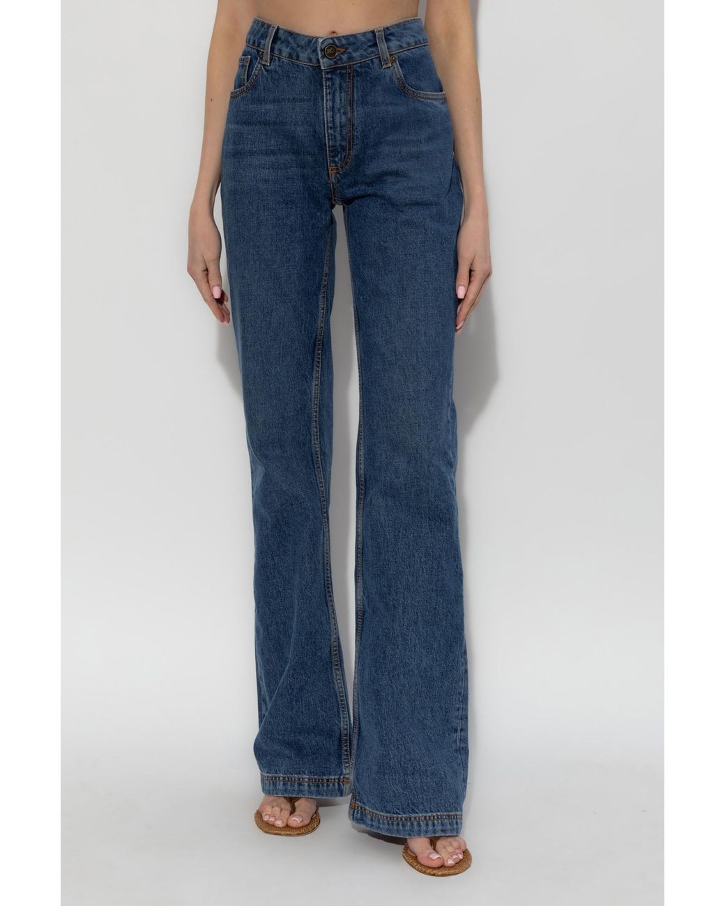 Etro Blue Pegaso Embroidered Flared Jeans