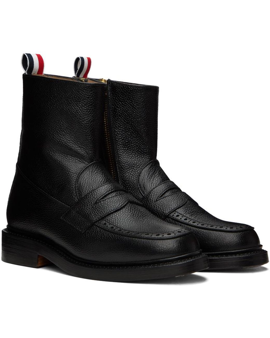 Thom Browne Black Ankle Leather Boots